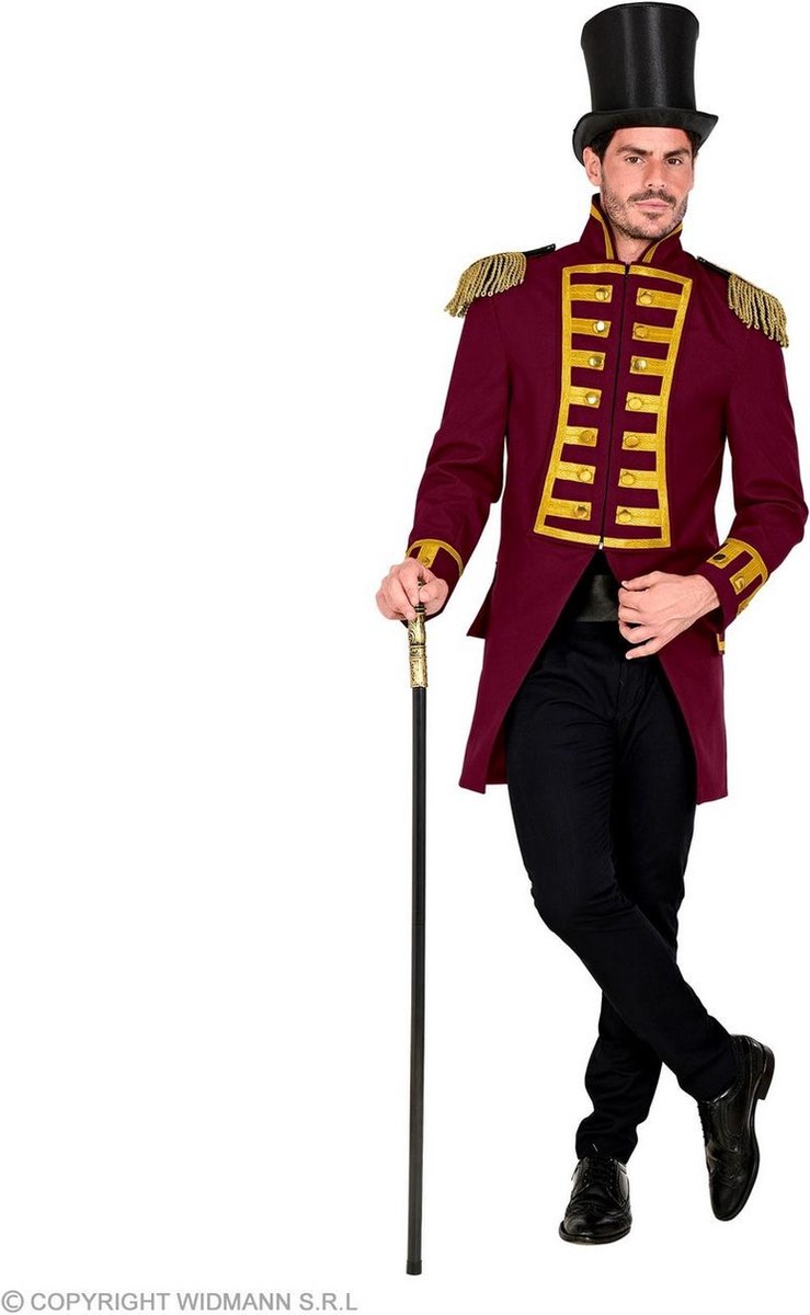 Circus Kostuum | Parmantige Franse Parade Jas Bordeaux Rood | Small | Halloween | Verkleedkleding